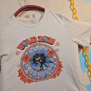 Dead and Company 2021 Tour Shirt L Whte Bella Canvas Rose Skull Band Graphic USA